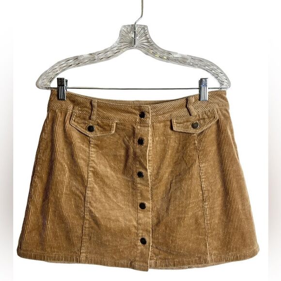 Tan corduroy mini skirt sz L - Picture 1 of 5